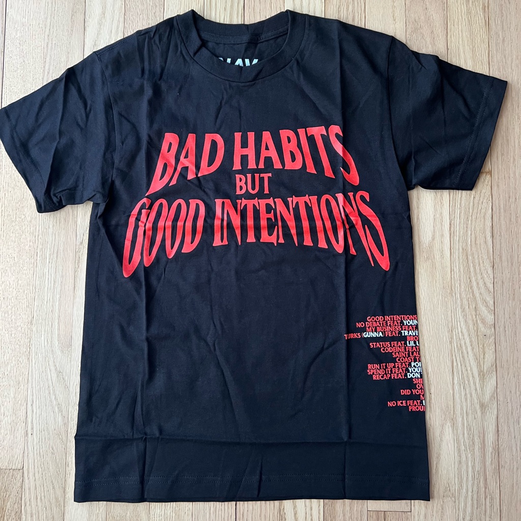 Nav X Vlone Xo Weeknd Bad Habits Good Intentions Hip Hop Rap Tour Merch Tee